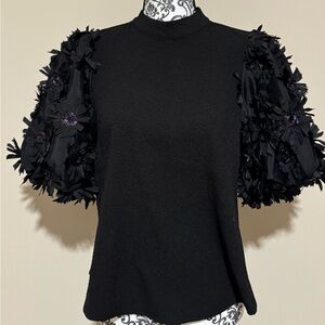 THML Elegant Black Puff Sleeve Top